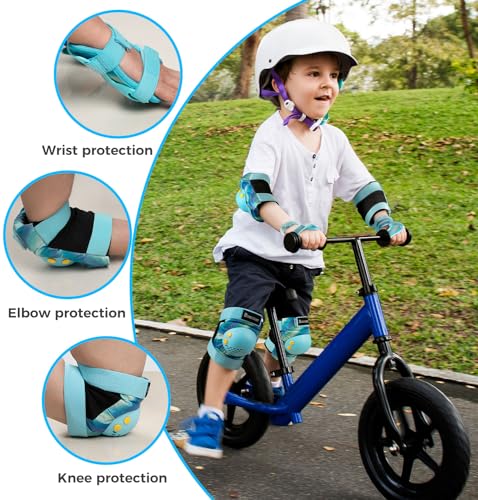 Bosoner Knee Elbow Pads For Kids: Roller Bike Protective Gear With Wrist Guards For Toddler And Kids thumb #1