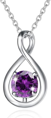 FANCIME - Joyería de plata de ley 925 con topacio citrino creado simple solitario con un colgante de infinito de cumpleaños y aniversario de Navidad