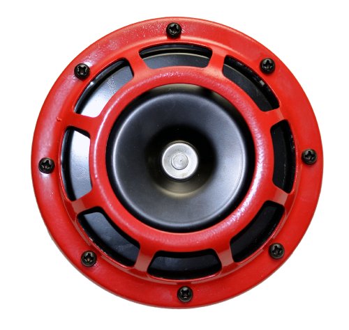 Velocity Dual Super Tone Loud Blast 139Db Universal Euro Red Round Horns High Low Tone Twin Horn Kit Pair Set Compact Very Loud Compatible with Honda Acura Civic Fit Prelude Integra RSX Accord
