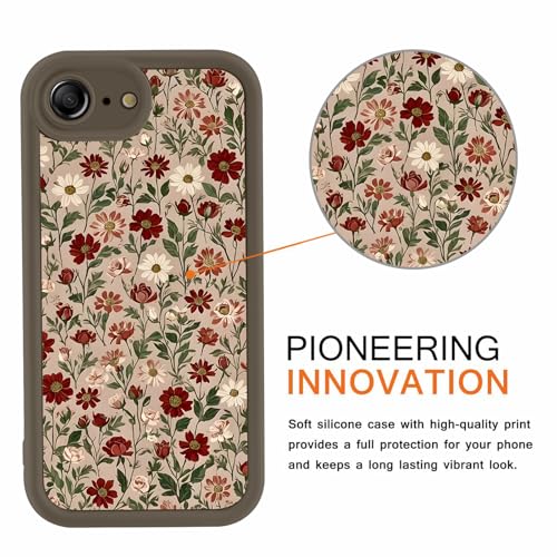 Coque iPhone 17 et 16 rétro à fleurs marron avec protection d'objectif chic