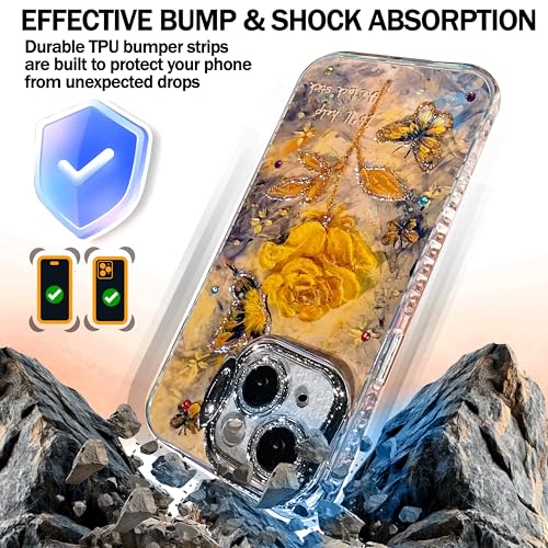 Coque iPhone 14 antichoc à paillettes avec support béquille et 2 protèges écran - 6