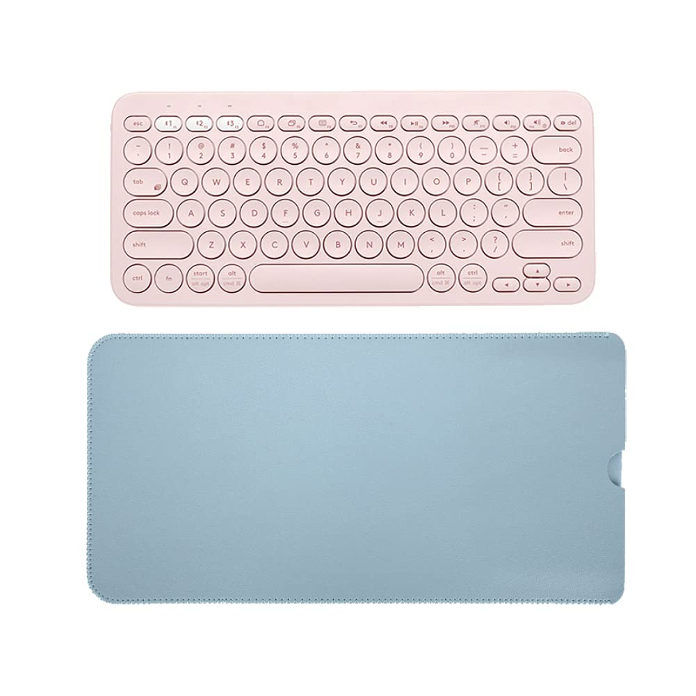 Funda De Teclado Para Logitech K380 – Piel Sintética Impermeable, Ligera, Con Protección En Los Bordes (azul Claro + Plata)
