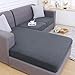 Smiry Waterproof Couch Cushion Covers, Stretch Jacquard Sectional Couch Covers, L Shape Chaise Lounge Sofa Slipcover, Washable Elastic Furniture Protector for Pets, Kid (Chaise Cover, Grey)
