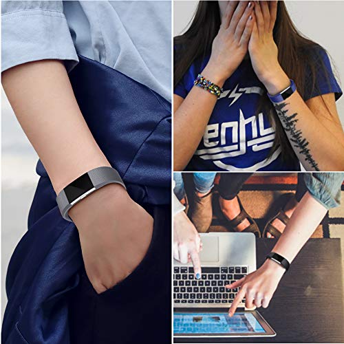 Wepro Bands Replacement Compatible With Fitbit Charge 2 For Women Men Large, 3 Pack Sports Watch Band Strap Wristband Compatible With Fitbit Charge2 Hr Fitness Tracker, Black/Sea Blue/Gray #TOP3