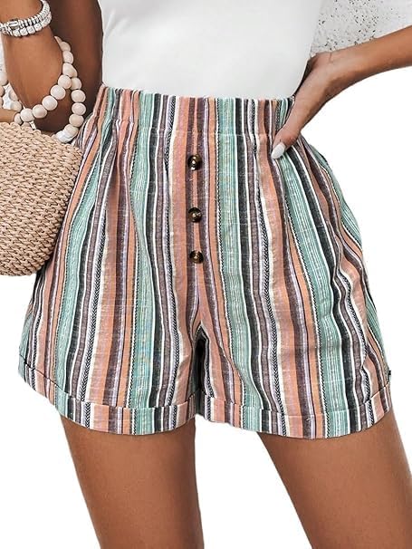 Womens Casual Shorts Comfy Elastic Waist Pocket Shorts Pants