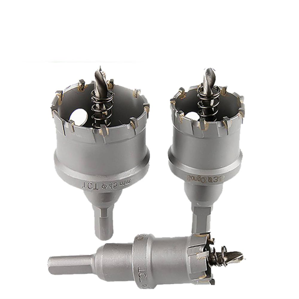 Brocas TCT de 12-100 mm para herramienta de corte de metal de carburo de acero Sierra de orificio central Punta de carburo Perforación de placas de acero gruesas, 75 mm