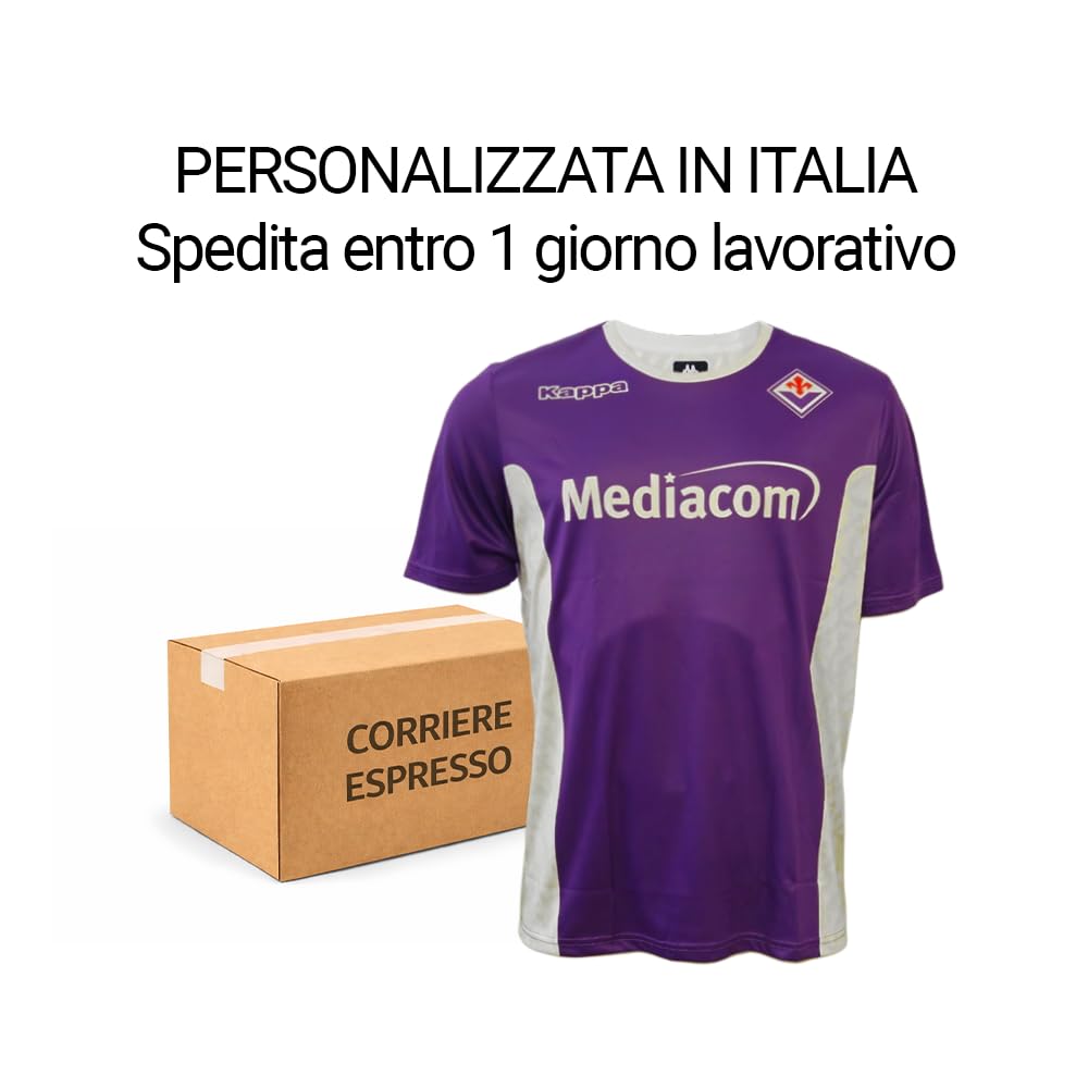 ZeroPlayer Maglia Replica Ufficiale Fiorentina Personalizzabile con Nome e Numero a Scelta, Modello Home Stagione 2025/2026, Viola, Bianco, Adulto, Ragazzo, Bambino
