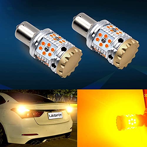 Lasfit 1156 Led Bulb Ba15S P21W 7506 Led Turn Signal Light Blinker Bulbs With Canbus Anti Hyper Flash No Load Resistor Need 2022 Upgraded Intelligent Temperature Control Amber Yellow (2 Pack) #TOP6