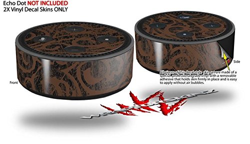 Skin Wrap Decal Set 2 Pack for Amazon Echo Dot 2 - Folder Doodles Chocolate Brown (2nd Generation ONLY - Echo NOT Included)