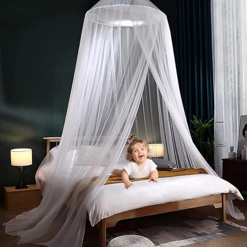WAYBWZDQ Moskitonetz, Moskitonetz Bett Baldachin 250 x 1100 x 60cm, Feinmaschige Mesh Moskitonetz, Einzelbetten Doppelbetten und Kinderbett Moskitonetz, für Camping, Reise und Zuhause (Weiß)