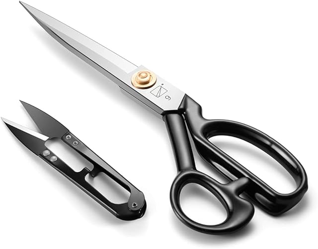 Sewing Scissors 9 Inch(24CM), Dressmaking Fabric Scissors High Carbon Steel Razor Sharp Tailor's Shears for Cutting Leather, Clothes, Jeans, Fabrics, Slik, Carpets(White, Right-Handed)