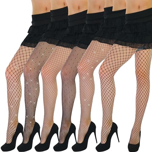 Image of ToBeInStyle Women's Pack of 3 or 6 Diamond Net Fashion Fishnet Sparkle Hosiery Pantyhose