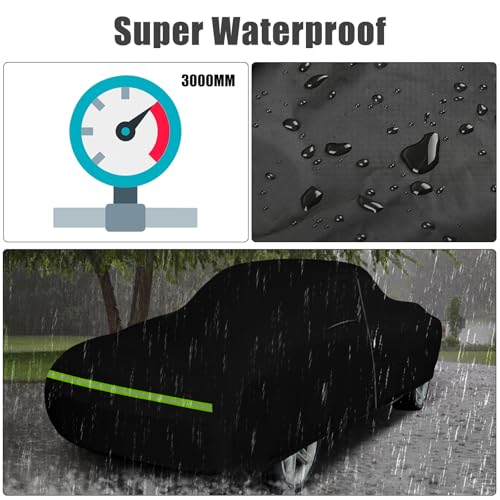 Image of Classic Car Cover Waterproof Compatible with 2003-2006 Chevy SSR, 210T Polyester with Inner Cotton Liner All Weather Car Covers with Zipper&Lock for Car Dust Snow Rain Hail Protection
