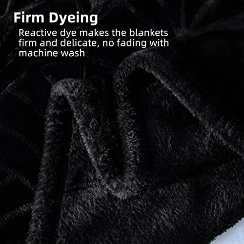 Whale Flotilla Flannel Fleece Twin Size Blanket for Bed, Soft Fluffy Velvet Bedspread Coverlet with Decorative Vintage Pattern for All Season, Warm and Lightweight, 90x66 Inch, Black