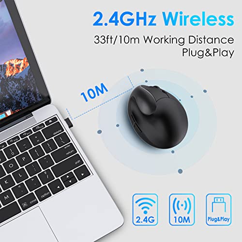 Image of Right Hand Ergonomic Vertical Wireless Mouse Type C Rechargeable 6 Btn Mice