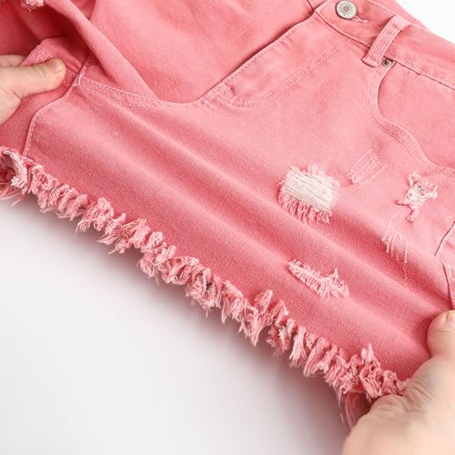 Image of THUNDER STAR Women Mid Rise Ripped Stretchy Jeans Shorts Frayed Raw Hem Casual Denim Shorts
