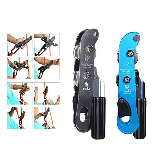 Image of Rocky Climbing Gear Ascender Rappelling Descender for 9-12MM Rope Blue| Carabiners & Hardware| Caving | Outdoor Sports |Sporting Goods