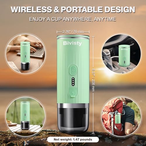 Portable-Espresso-Maker-Wireless-Self-heating-Mini-Coffee-Maker-80ml-Water-Tank-Ground-Coffee-Compatible-with-Nespresso-Dolce-Gusto-for-Travel-Camping-Hiking-Office-Green Portable Espresso Maker Wireless Self heating Mini Coffee Maker 80ml Water Tank Ground Coffee Compatible with Nespresso Dolce Gusto for Travel Camping Hiking Office Green