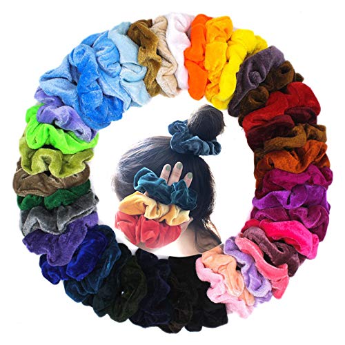 Lot de 40 chouchous en velours pour cheveux épais - Pour femme et fille