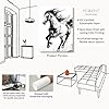 Moonow7 Galloping Horse Wall Art, Dynamic Black and White Ink Poster for Modern Living Room Office or Bedroom Decor, Unframed Size 30x40 cm / 12x16″ #1