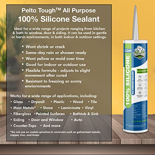 Clear Silicone Sealant + Caulk Gun + Caulking Tool Kit AllPurpose