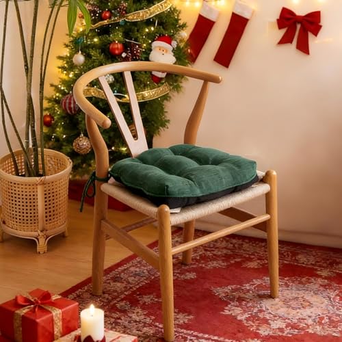 IPYNBAP Memory Foam Chair Cushions Set of 2, 15.5"x15.5"x4", Dark Green