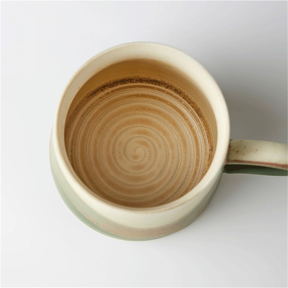Ceramiczny kubek do zupy z uchwytem, duży kubek do kawy 325 ml do domu i biura, idealny do herbaty, kawy i latte (zielony)