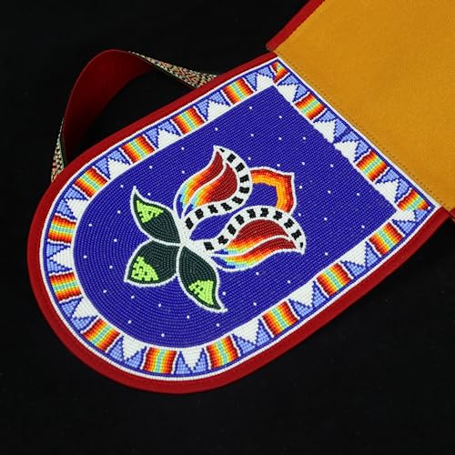 Image of Handmade Beaded Handbag, Native American Style Crossbody bag, Czech Glass Beads Shoulder Bag, Unisex Handbag.