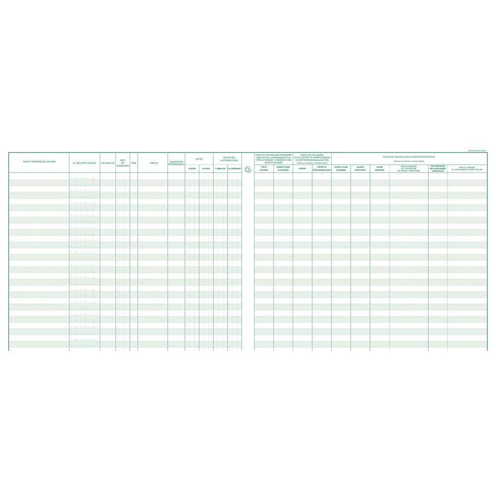 EXACOMPTA Piqure Registre Unique du Personnel 27 x 32 cm 40 Pages