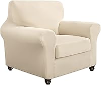 Vista 8 de SearchI Funda elástica para sofá, funda para sillón de 2 piezas con funda de cojín separada para silla, protector de muebles lavable para sala