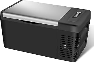 SUNPIE Car Refrigerator, 6.9 gal (20 L), Portable Refrigerator, Quick Freezing, 3-Way Power Supply, DC 12V/24V, AC 100V, Water Drain Plug, LCD Temperature Display, Compressor Type, Car Refrigerator,