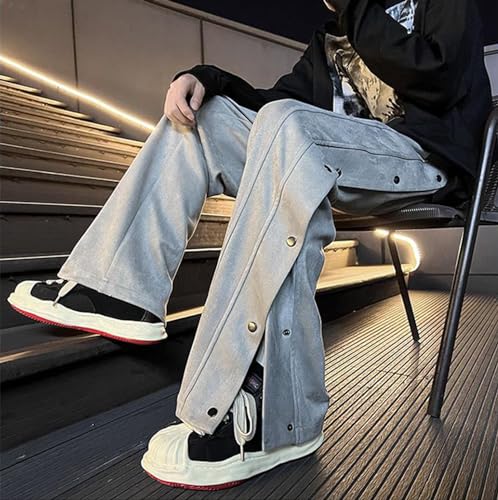 Women's Pants Side Split Snap Button Casual Faux Suede Sweatpants Workout Track Basketball Joggers4