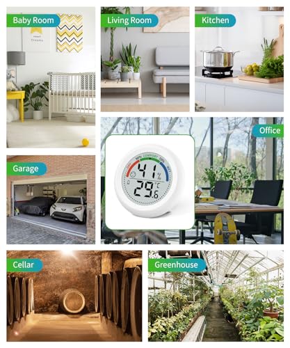 Digitales Thermometer und Hygrometer für zu Hause–Präzise Überwachung der Raumtemperatur und Luftfeuchtigkeit mit Komfortanzeige und Gesichtssymbol, großes Display für Gewächshaus, Babyzimmer, Humidor
