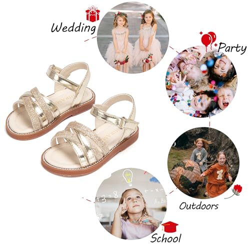 Image of PHIRAMIN Toddler Girl Sandals - Flower Girl Dress Shoes Open Toe Little Kid Wedding Party