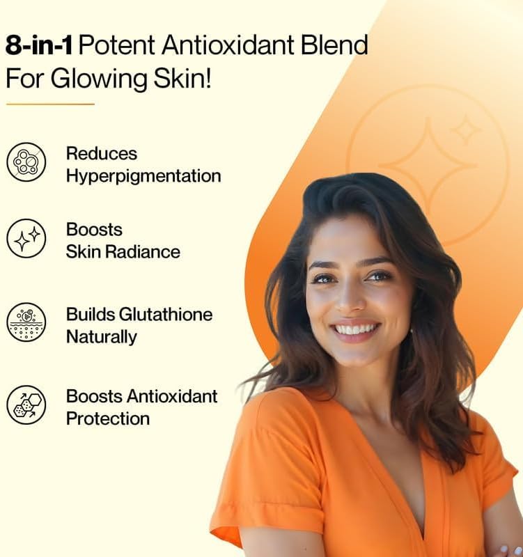 SETU Glutathione Effervescent Tablets with 500mg L-Glutathione & Vitamin C | Sugar-Free Antioxidant Supplement | Orange Flavor (Pack of 4) | 60 Tablets - Image 2