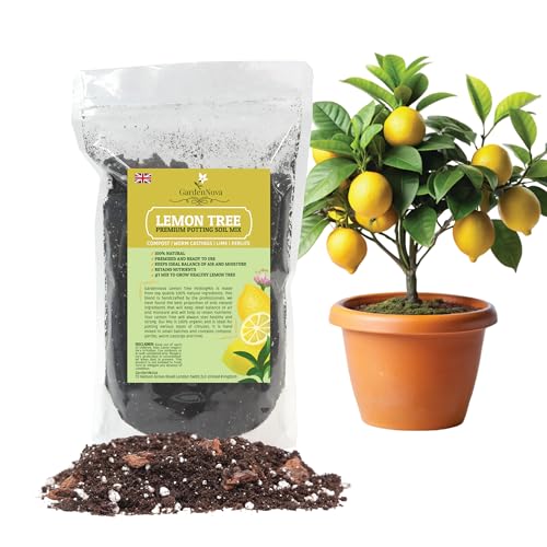 GardenNovas Premium Lemon Tree Soil Mix - Perfect Drainage and Nutrient Retention for Citrus Limon Trees - 1 LITER