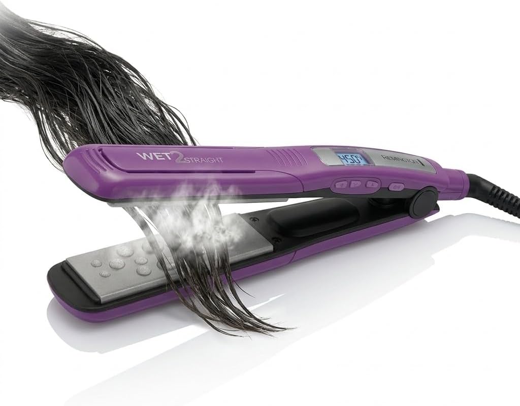 Remington Wet 2 Straight Hair Straightener 1- Inch Flat Iron with Ceramic Tourmaline Plates. 390 F High Heat & Digital Controls Purple