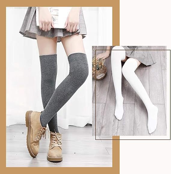Chalier Thigh High Socks for Women Casual Thigh Socks Soft Comfort Womens Stockings for Holidays - Image 7