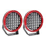 Lumitek 2x 185w 9 Inch Red Headlamp Lamp Round Led Off Road Light 5W CREE LEDS Spot Beam Led Work Light Fog Light Driving Light Roof Bar Bumper for SUV Boat 4x4 Jeep …