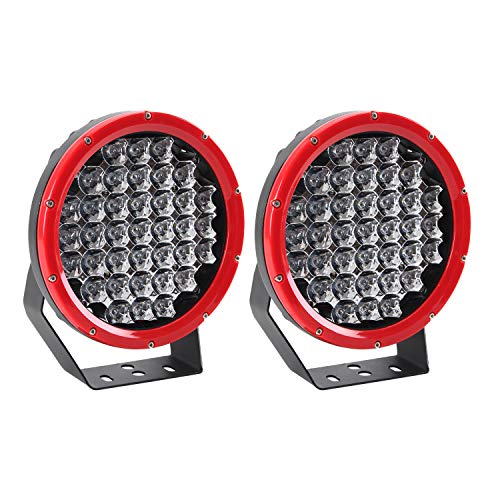 Northpole Light 2X 9 inch 185W CREE Round Front Bumper LED Light Bar Roof Driving Headlights LED Driving Fog Lights Work Lights Off Road Spot Lights for Truck, Car, ATV, SUV(Red)