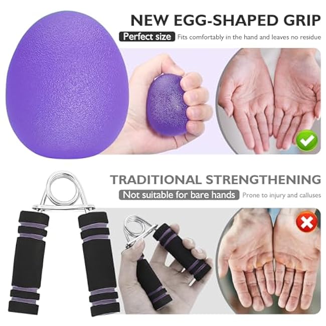 Peradix Hand Grip Strength Trainer, Stress Relief Ball, Wrist Rehab Therapy Hand Grip Equipment Ball Squishy Tools - Set of 3 Finger Resistance Exercise Squeezer