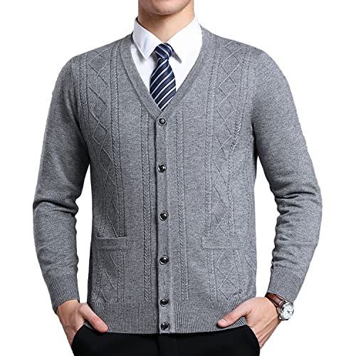 Cardigan col V homme en laine mélangée parfait pour les journées de bureau en hiver