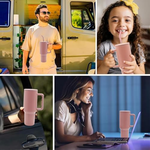 Image of SKDBPM Personalized Stainless Steel Tumbler with Handle, 1200ml Capacity, Black Insulated Travel Mug with Straw, Custom Name Design (1200ML Stainless Steel Tumbler with Handle)