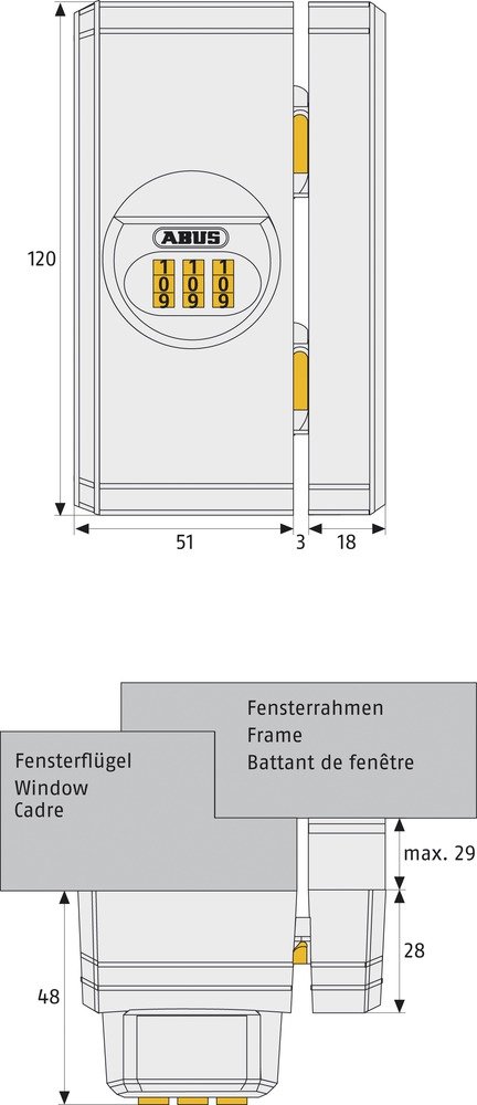 ABUS Fenster-Zusatzsicherung FTS106 AL0145 - Fensterschloss mit individuell einstellbarem Zahlencode - ABUS-Sicherheitslevel 10 - 26118 - Weiß | Stahl-Doppel-Riegel, dreistelliger Code, Sicherheitslevel 10 – für Holz, Aluminium & Kunststoff, inkl. Montage