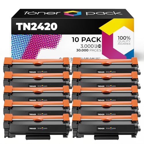 TONER PACK TN2420 Cartuchos de Tóner Compatible para Brother MFC L2710DW HL L2310D HL L2350DW HL L2370DN HL L2375DW DCP L2530DW MFC L2710DN L2730DW (10 Unidades)