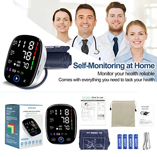 Blood Pressure Machine, Led Display Automatic Digital Blood Pressure Monitors With Large Cuff 8.7-16.5 Inches 2 X 120 Sets Memory Bp Monitor For Home Use, Batteries & Pouch Included #TOP7