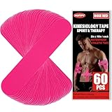 60PCS Precut Kinesiology Tape Strips, 2 inch x 10 inch Athletic Tape, Kinetic Tape, Elastic Muscle Tape, Sports Tape, Knee Tape for Exercise and Daily Use - Rose Red