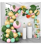 163 Pieces Safari Balloons Sage Green Balloon Garland Arch Kit Jungle Balloons Animal Palm Leaves...