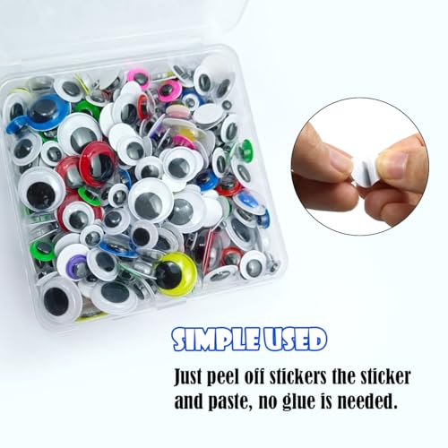 Image of Wiggle Googly Eyes Self Adhesive, Mixed Sizes 6mm, 8mm, 10mm, 12mm, 15mm (1000)