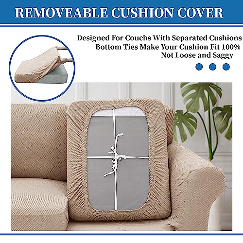 XINEAGE 2025 New 4 Pieces Couch Covers for 3 Cushion Couch Super Stretch Thick Soft Sofa Cover Anti Slip Sofa Slipcover Dogs Cats Furniture Protector (Khaki, 71"-91")